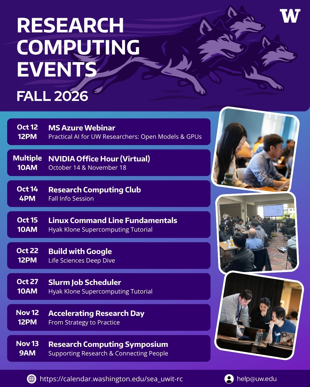 Fall 2026 events flyer, all events are listed below with links to the details and registration.